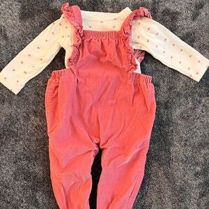 Pink Ruffled Girls Overalls
